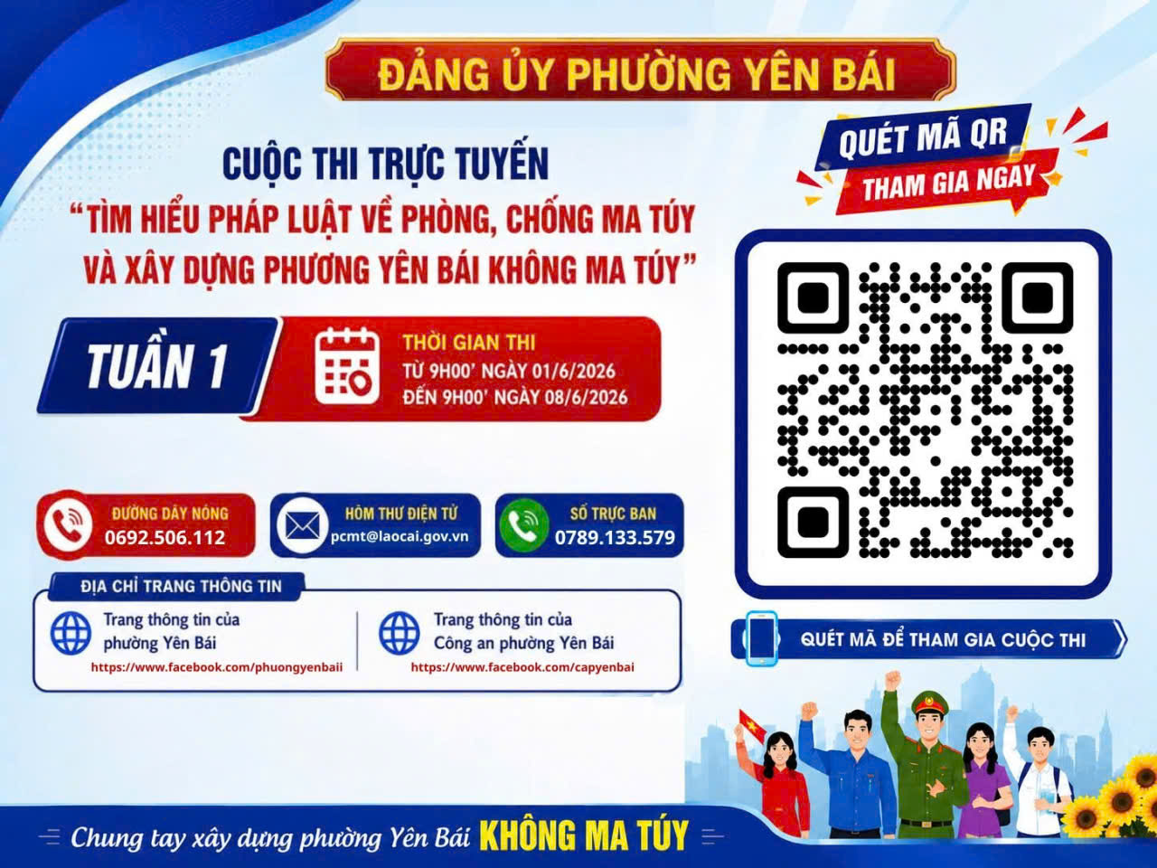 Hình ảnh tin tức  CHÍNH THỨC BẮT ĐẦU CUỘC THI TÌM HIỂU PHÁP LUẬT VỀ PHÒNG CHỐNG MA TÚY VÀ XÂY DỰNG PHƯỜNG YÊN BÁI KHÔNG MA TÚY